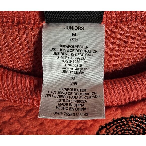 Disney Mickey Mouse Juniors Red Sequined Sherpa Sweater Size M 7/8 - Picture 4 of 6